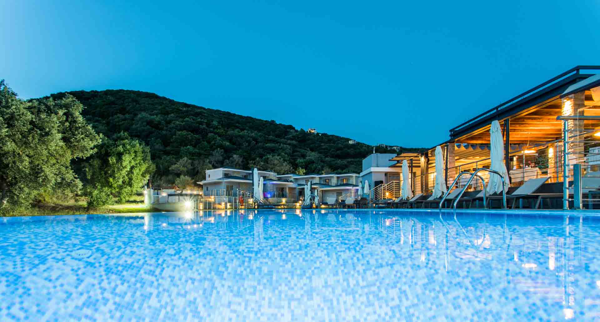 Aqua Oliva Resort Pool Evening